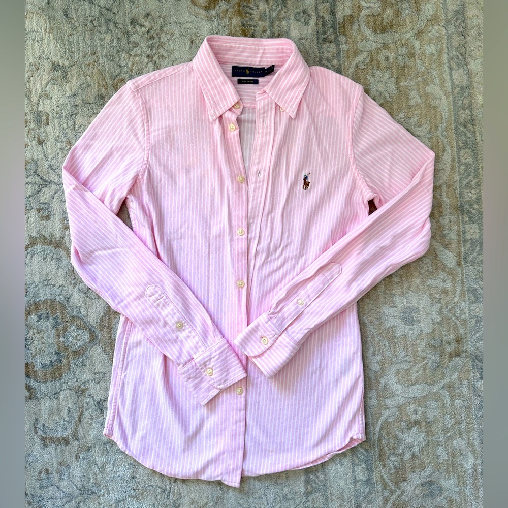 Ralph Lauren Knit Oxford Stripe Long Sleeve Shirt